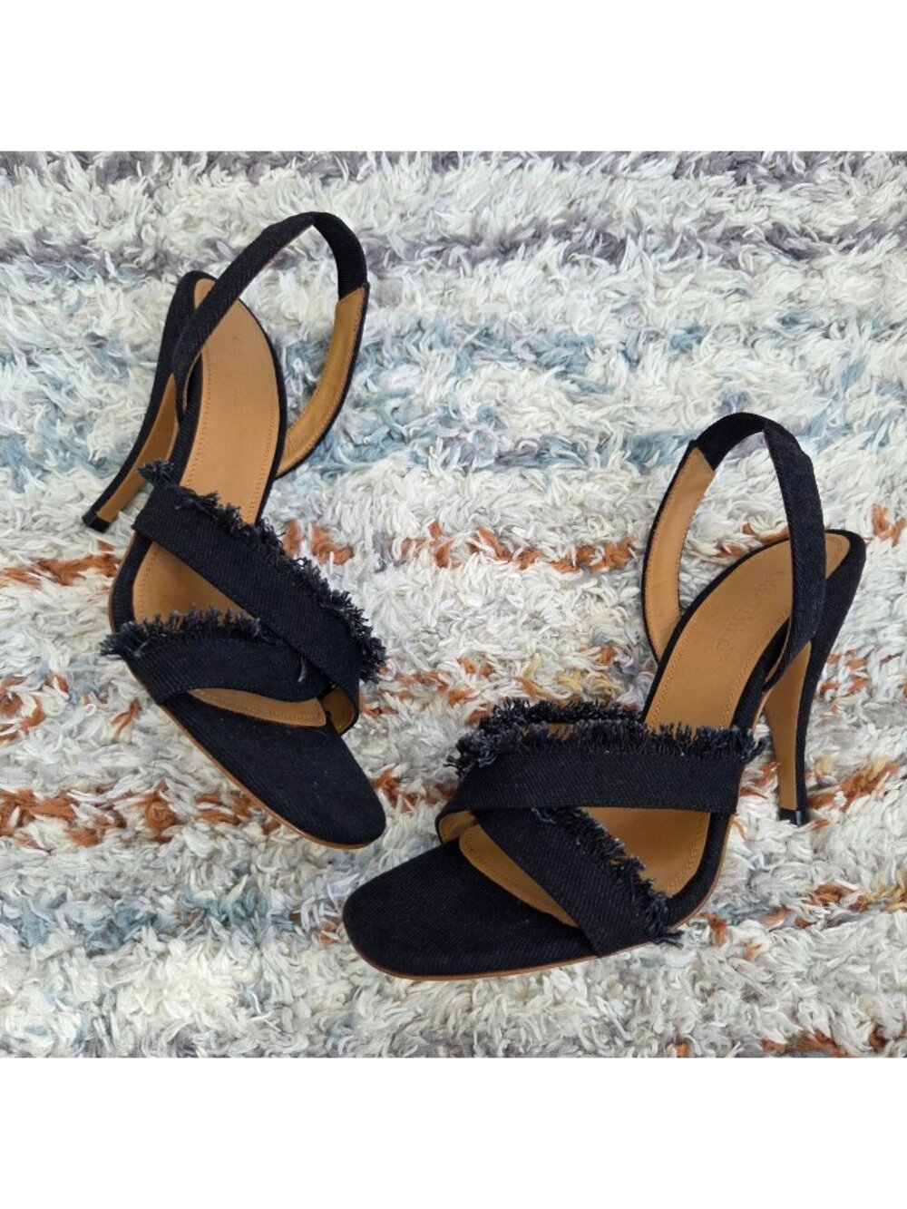 Off-White Black Denim Slingback High Heel Sandal Size 39